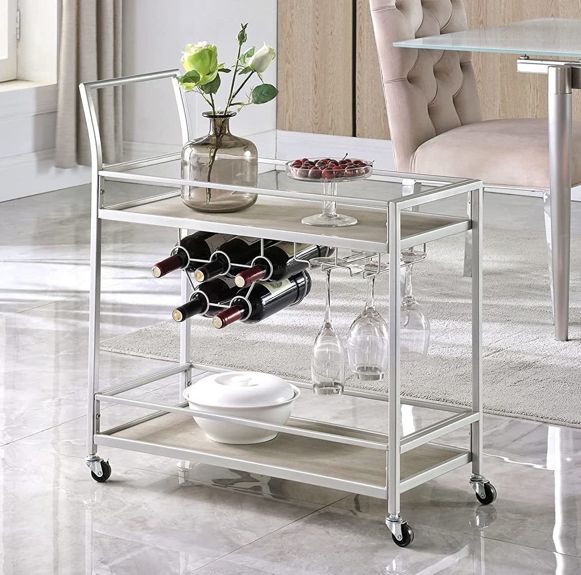 Image of the silver bar cart