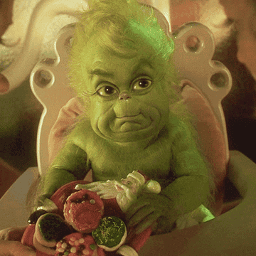 The grinch rolling its eyes