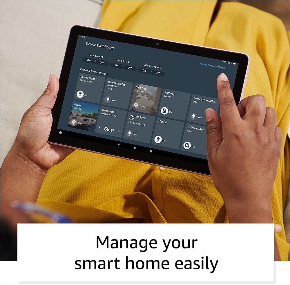 model using tablet to manage their smart home