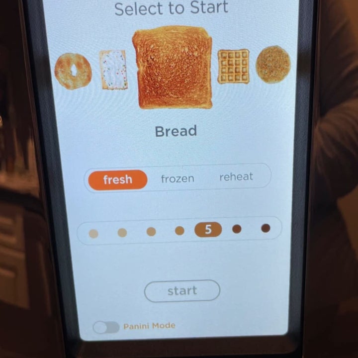 front view of toaster's warming selections