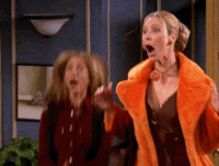 Rachel and Phoebe jumping and clapping