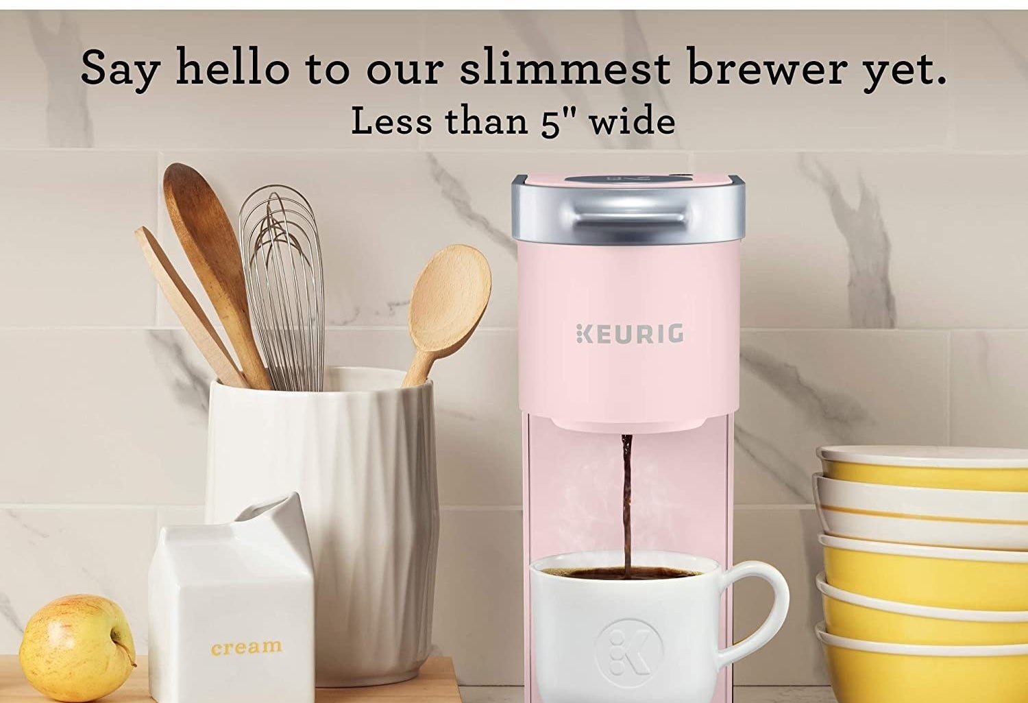 the small one-cup coffee maker in pink