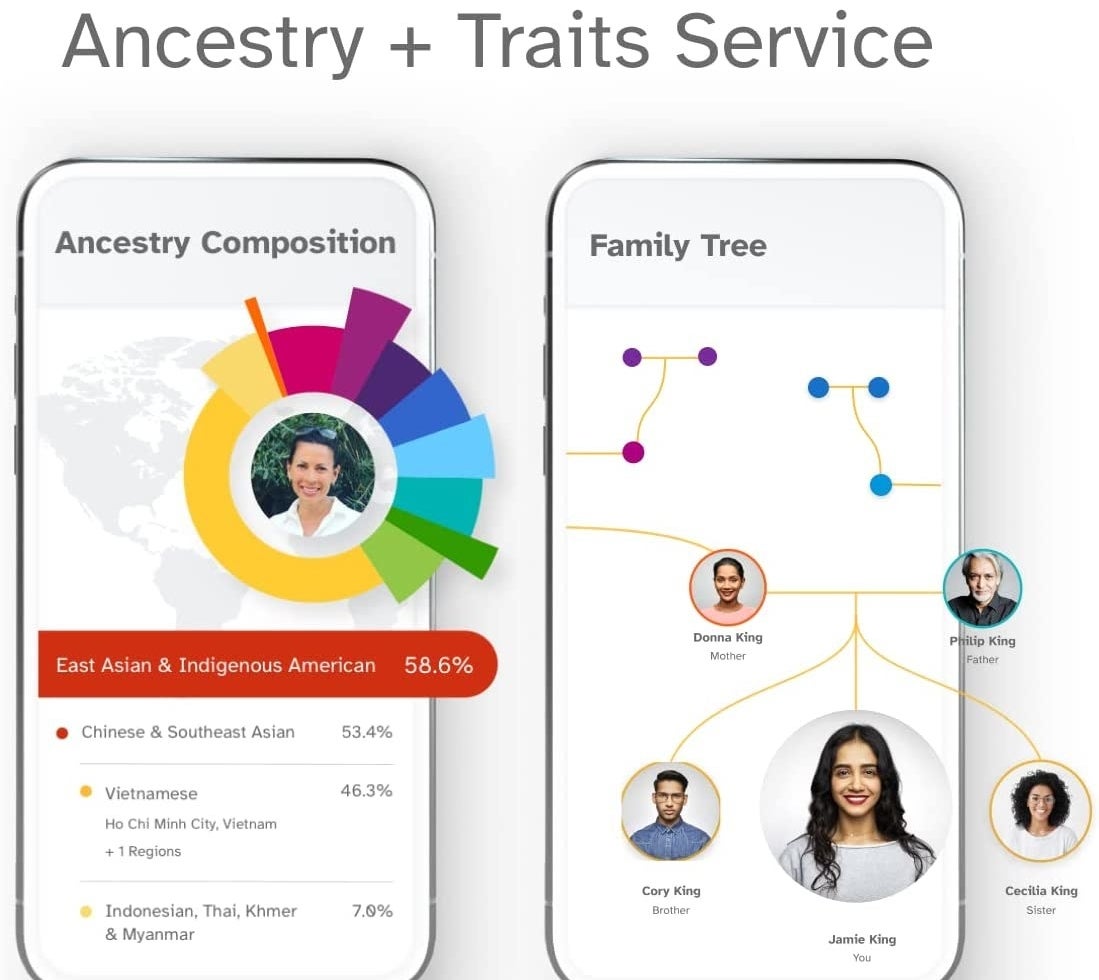 the ancestry app showing on two different phones