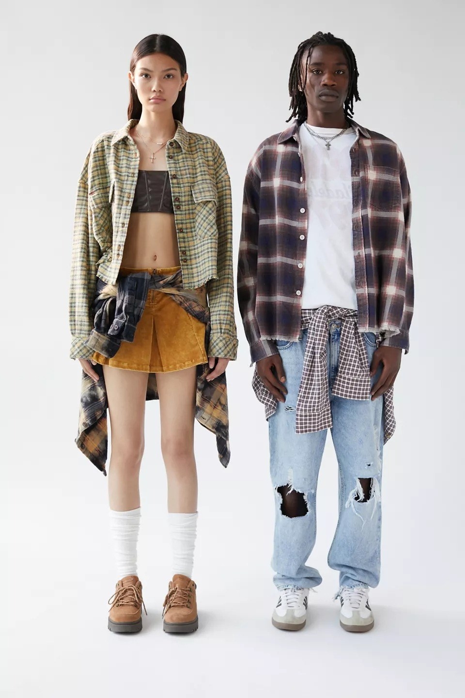 two models in flannels
