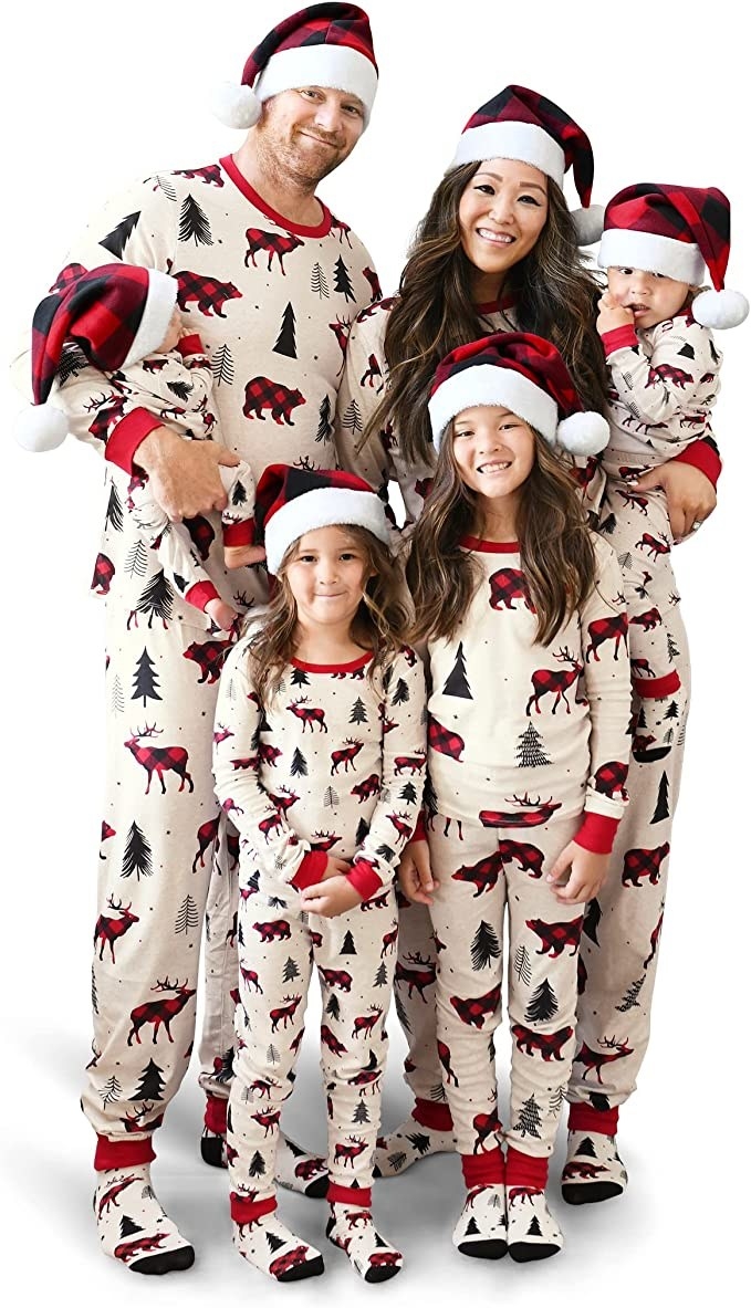 Family in the holiday pajamas