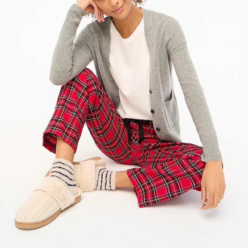 red plaid pajama pants