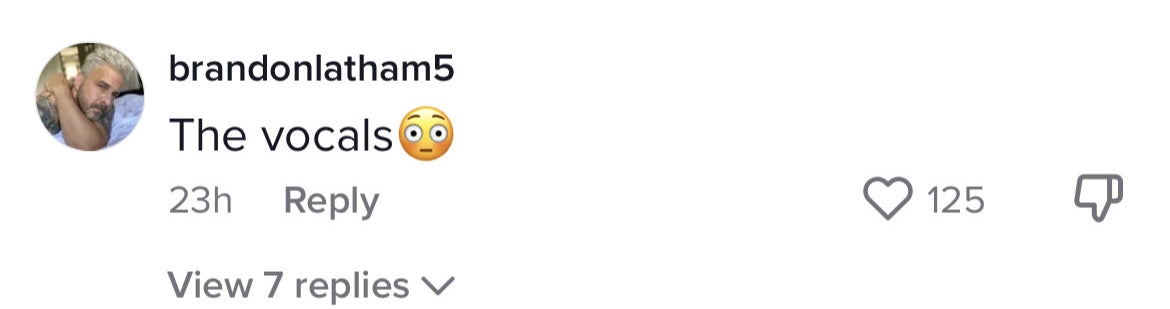 "The vocals" and ? (astonished) emoji
