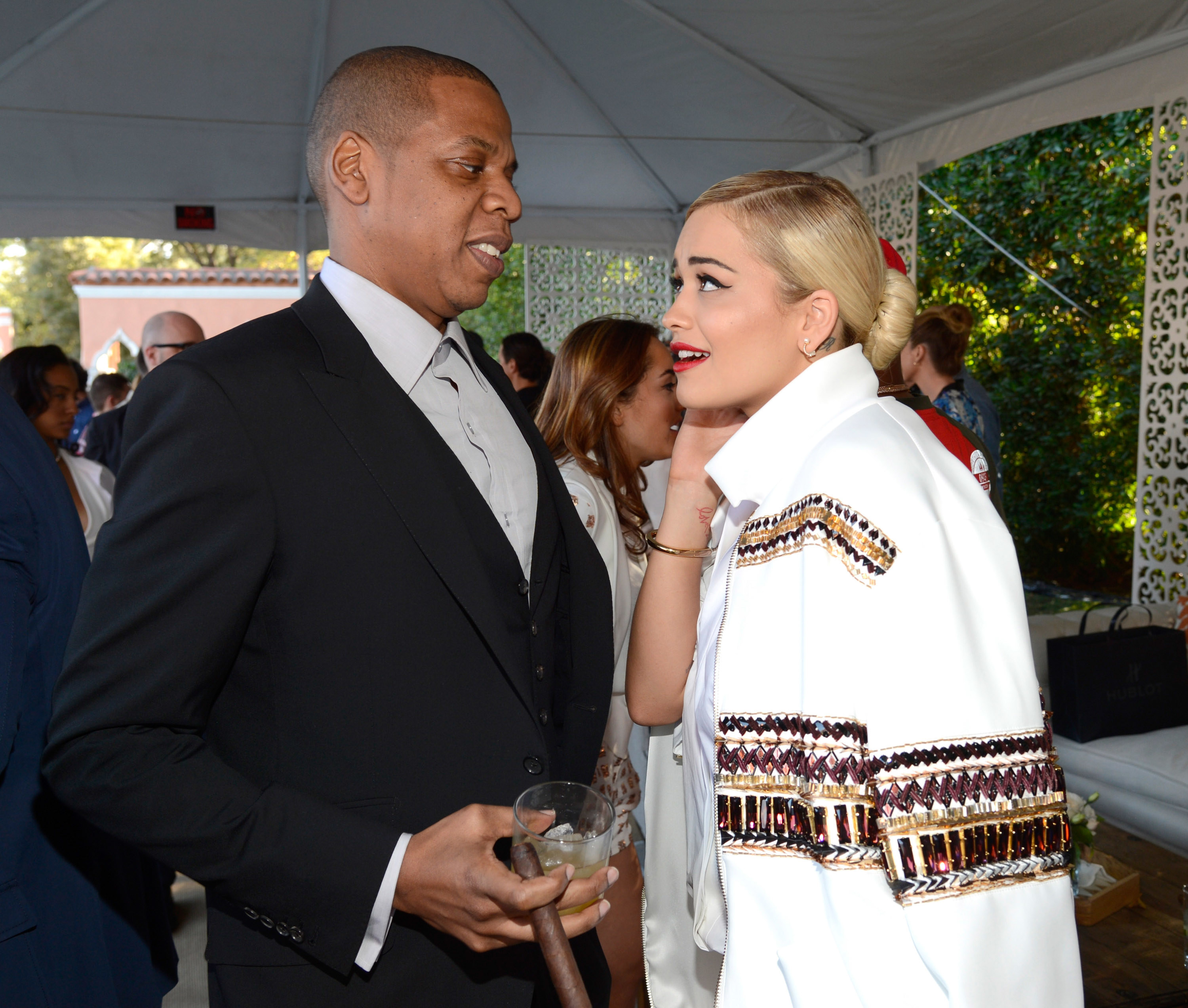 Jay-Z and Rita looking at each other