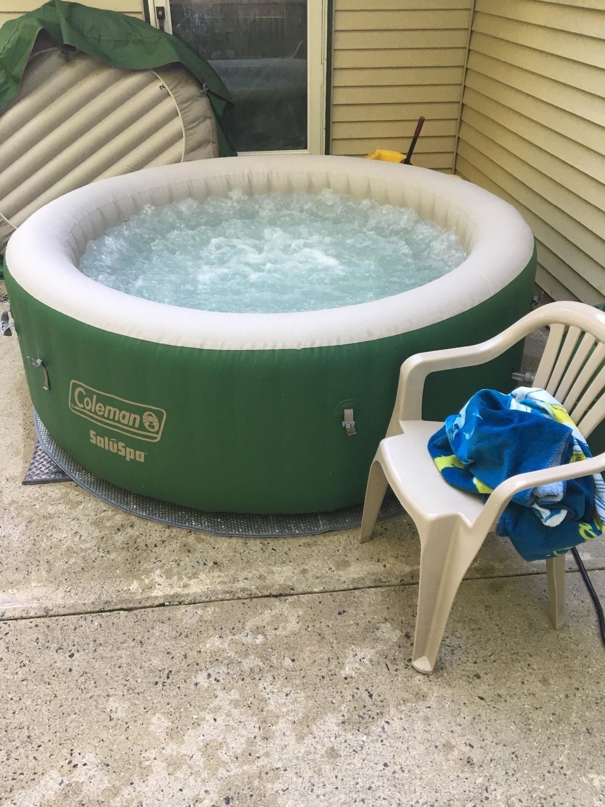 the inflatable hot tub in green