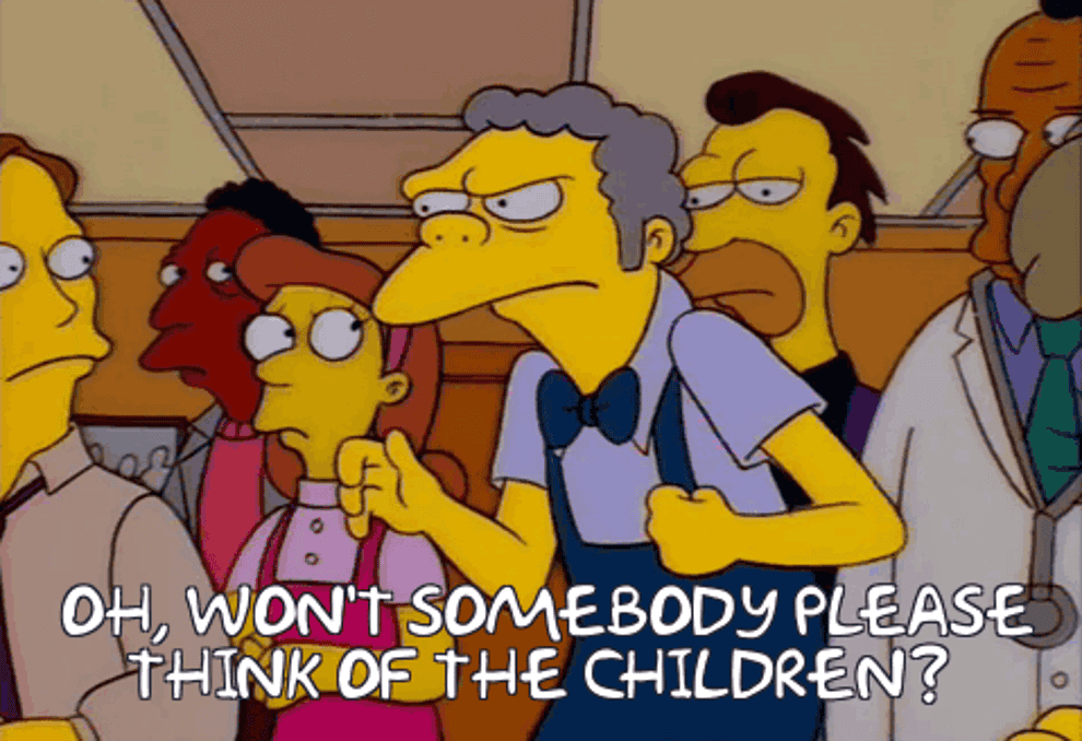 woman from the simpsons say won&#x27;t somebody think of the children