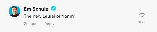 comment on tiktok says the new laurel or yanny