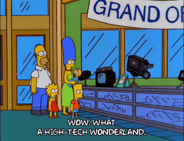 a gif of homer simpson saying wow, what a high-tech wonderland
