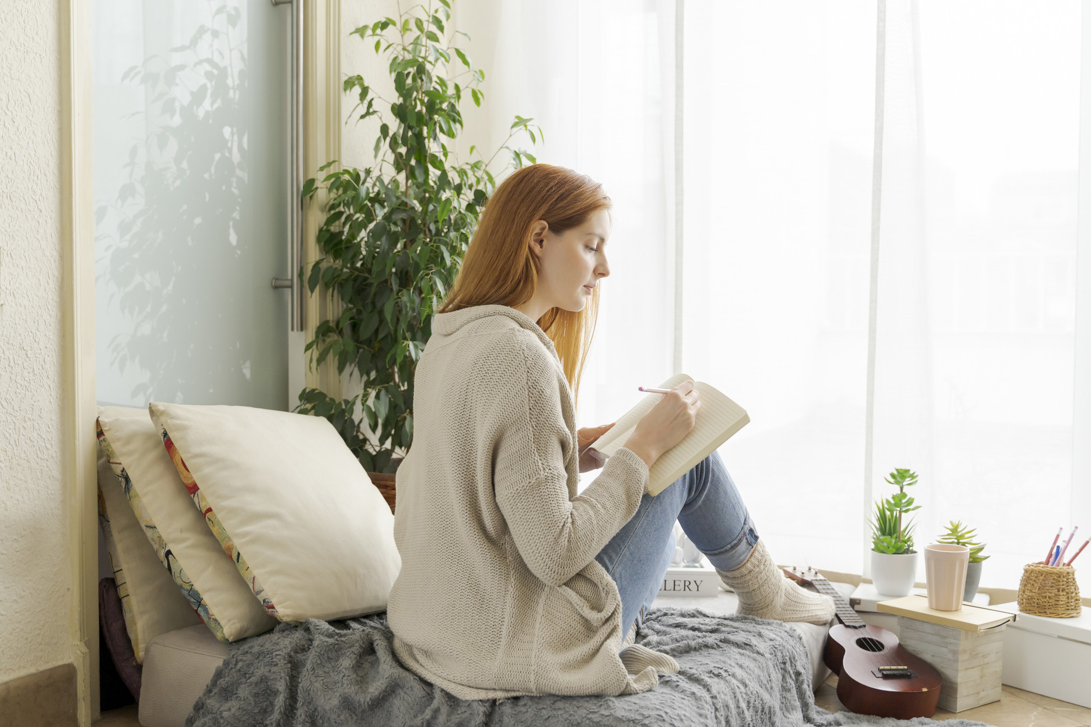 A woman journaling