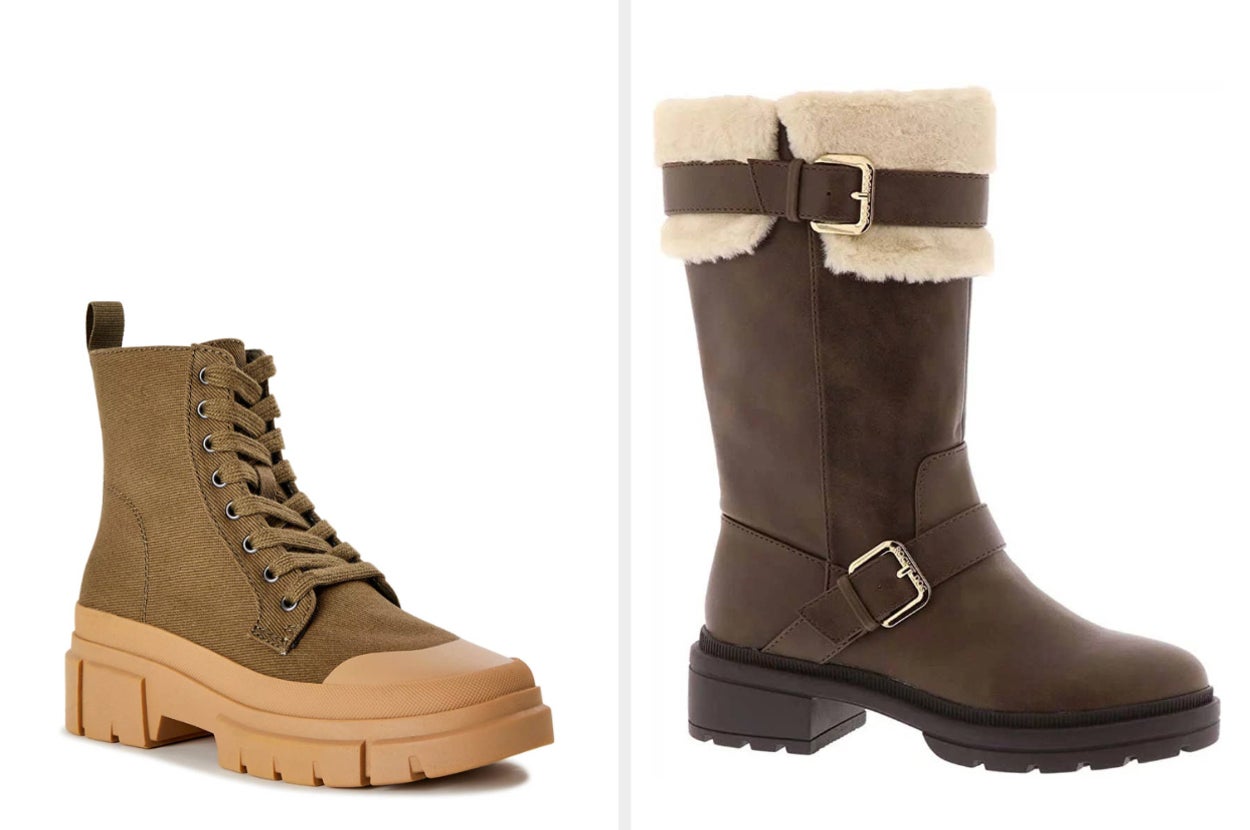 The duck boot and tall contrasting boot