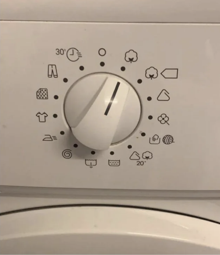 A washing machine with various symbols