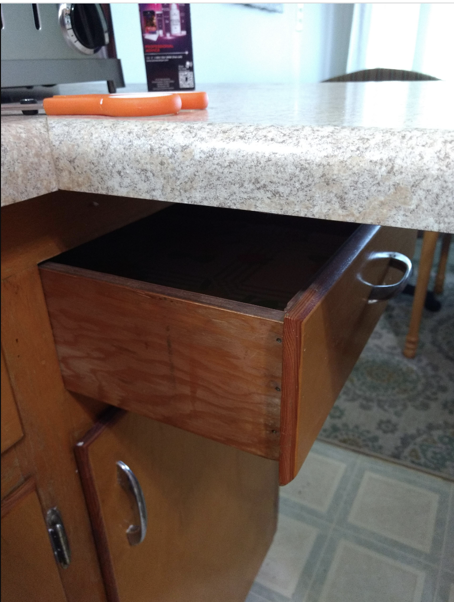 drawer opens right underneath a countertop so you can&#x27;t actually use it