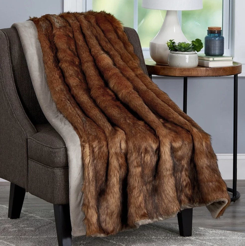 the double sided faux fur blanket
