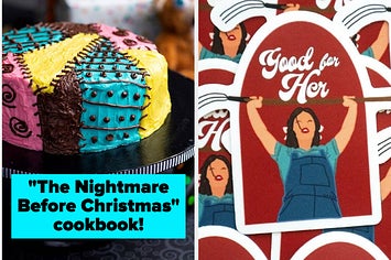 The nightmare before christmas cookbook and a sticker from pearl