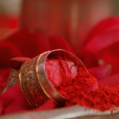Vermilion falling from it's container