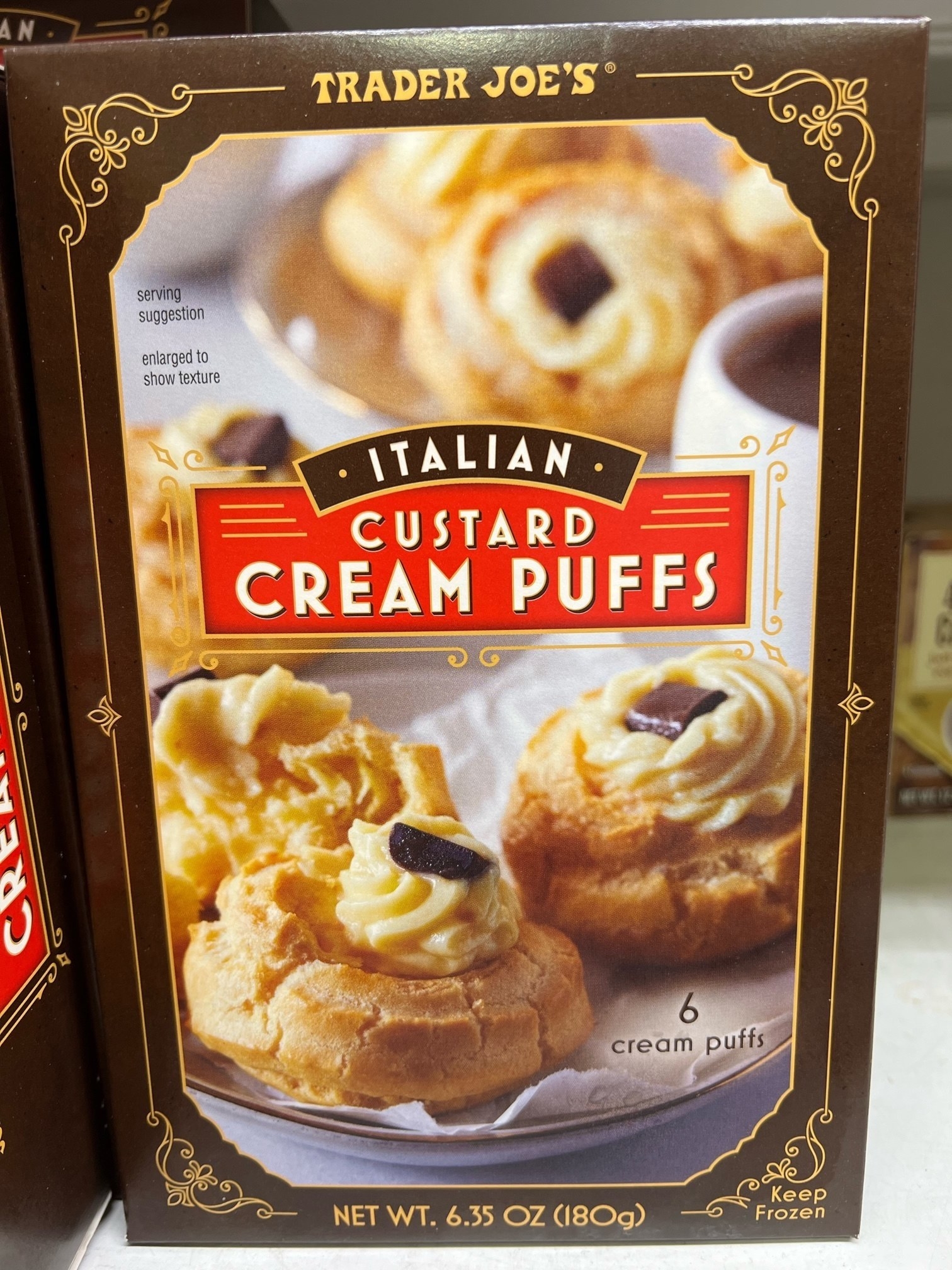 A box of Italian Custard Cream Puffs.