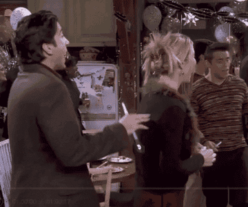 Phoebe from Friends turning around to face Ross with the caption &quot;Happy New Year!&quot;
