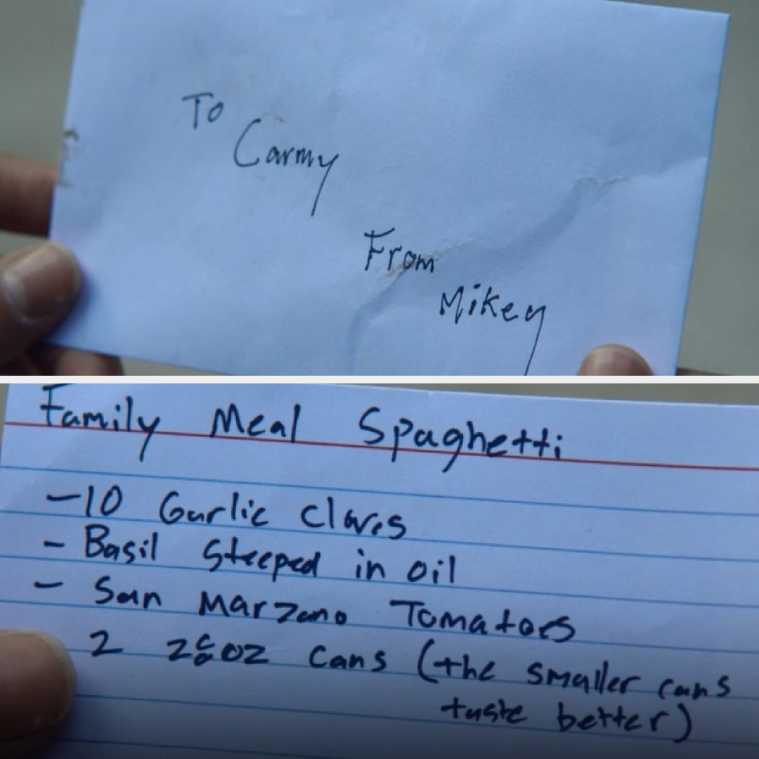 the letter is the recipe for the family meal spaghetti