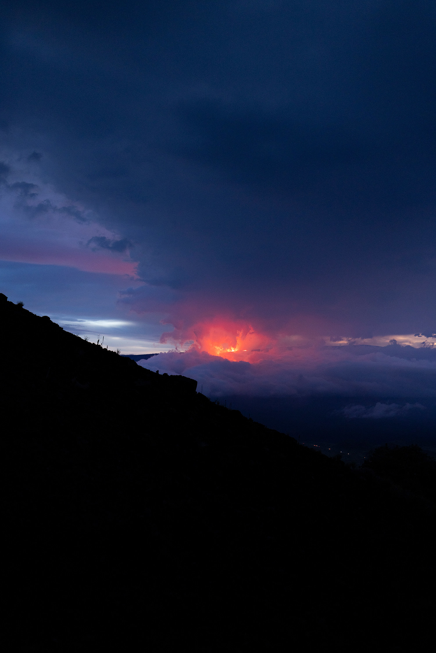 An image of Hawaii&#x27;s Mauna Loa volcano erupting