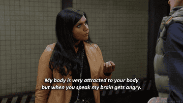 mindy kaling in &quot;the mindy project&quot; scolds a hot, stupid man