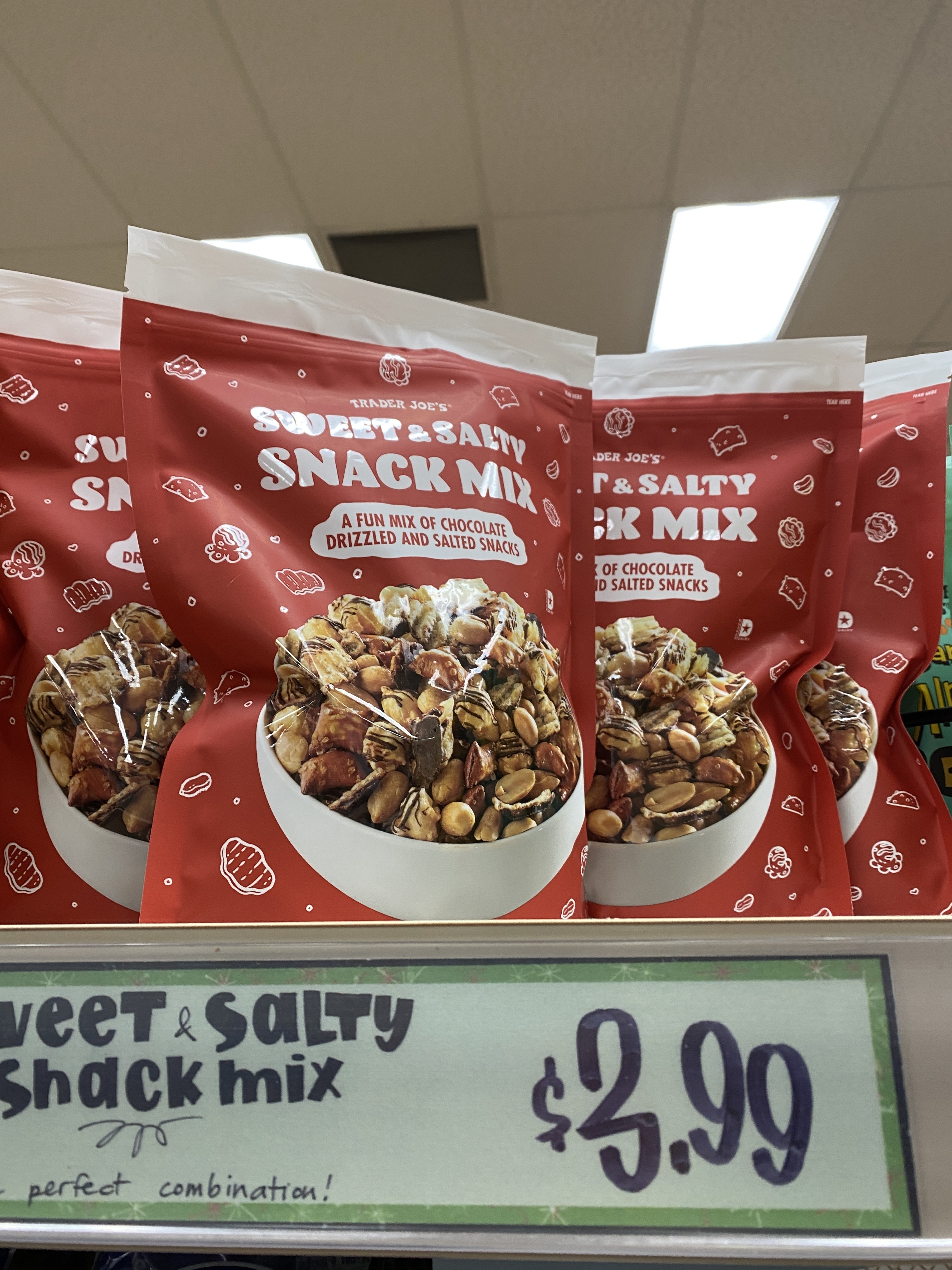 multiple bags of sweet and salty snack mix 