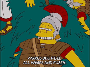 chief wiggum saying makes you feel all warm and fuzzy on the simpsons