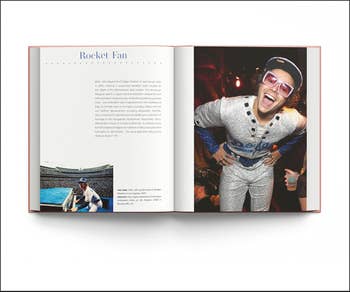 a spread from inside the book of harry dressed as elton john