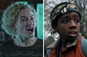 On the left, Ruth from Ozark, and on the right, Lucas from Stranger Things