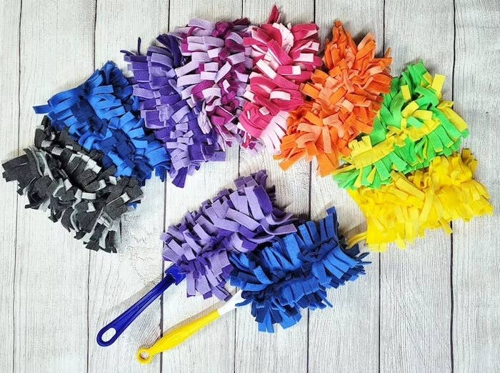 the reusable Swiffer duster heads in different colors