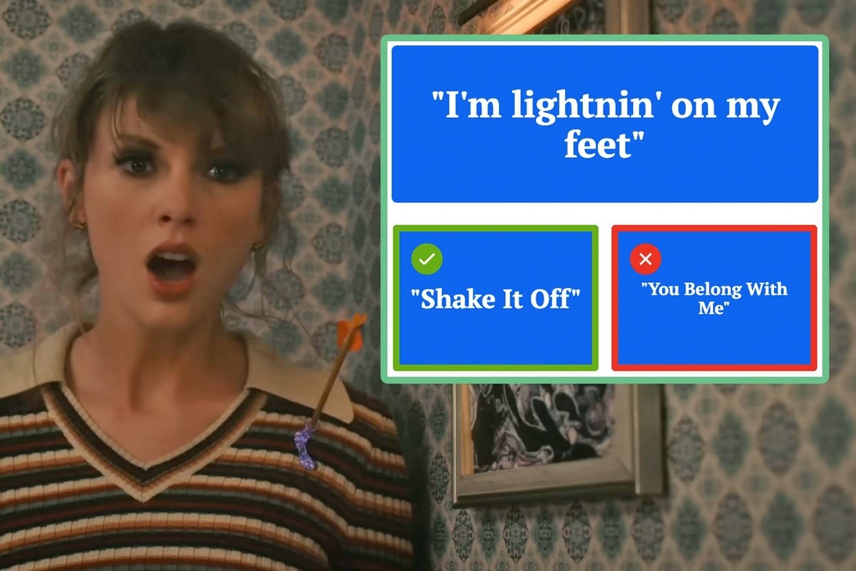 Screenshot of a Taylor Swift lyrics quiz