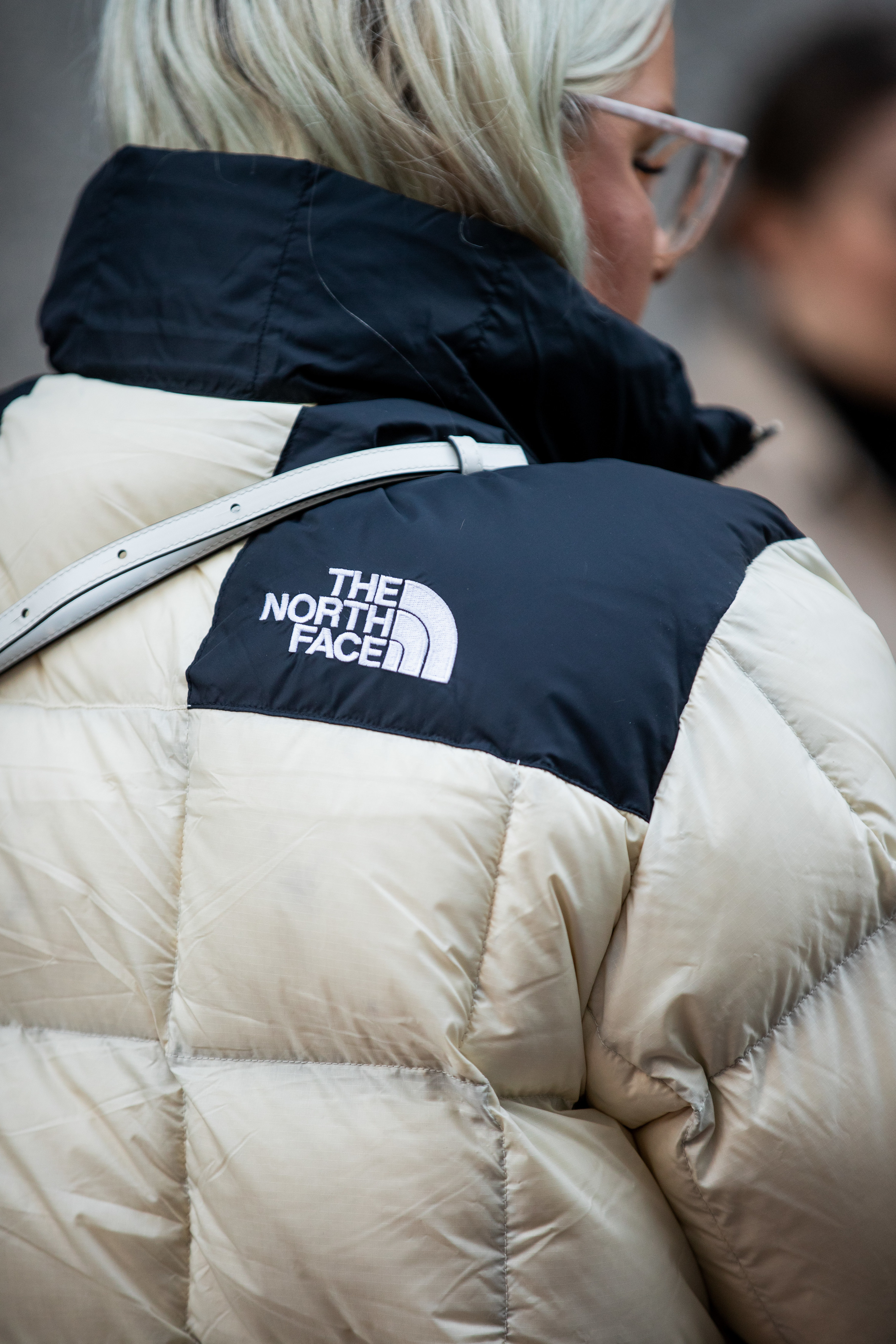an up-close shot of a north face jacket