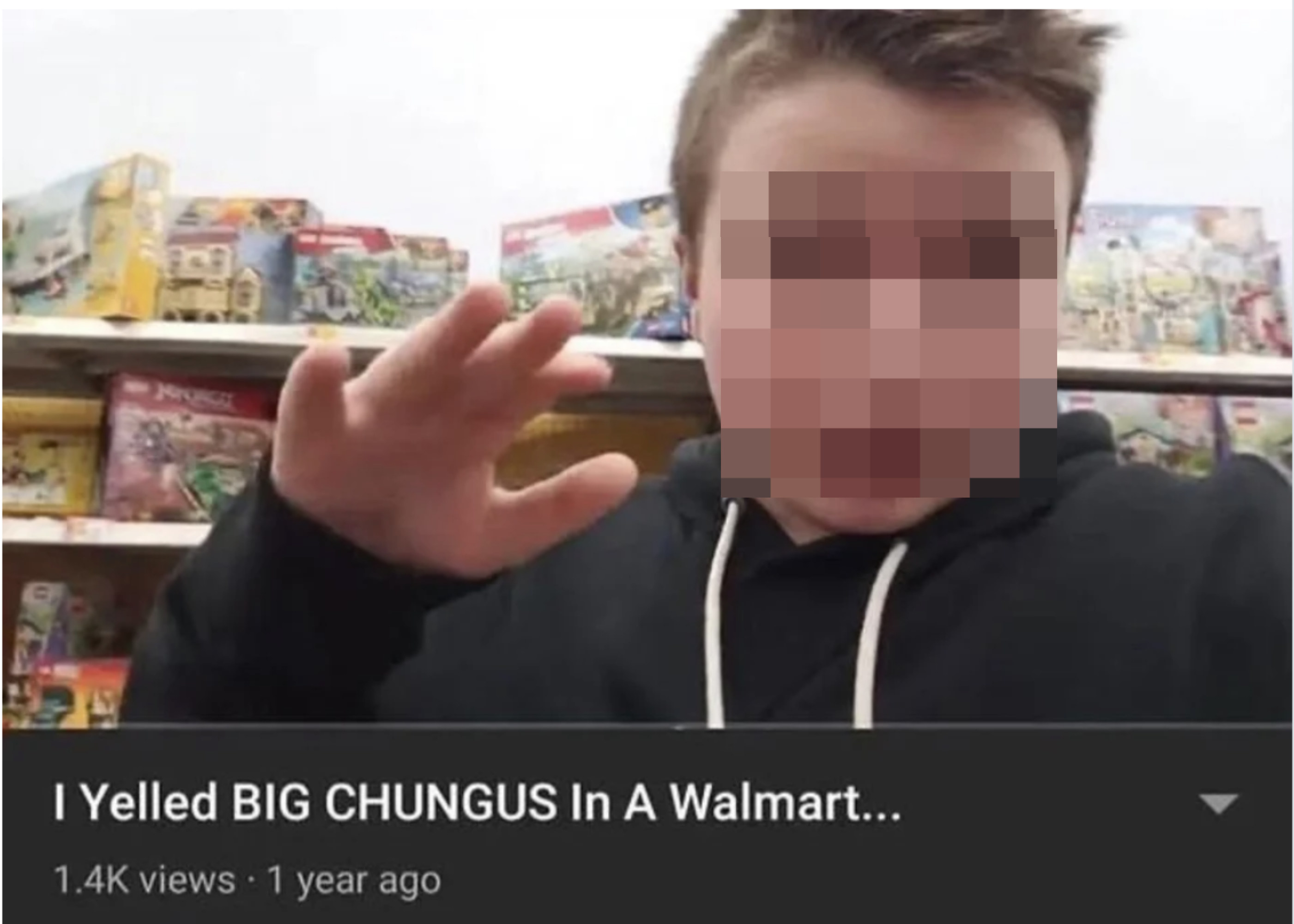 selfie of a guy in an aisle with text reading, i yelled big chungus in a walmart