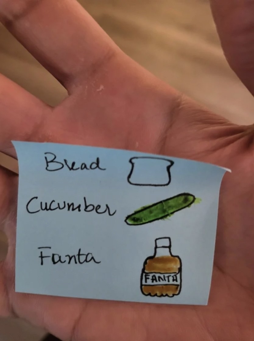 &quot;Bread. Cucumber. Fanta.&quot;