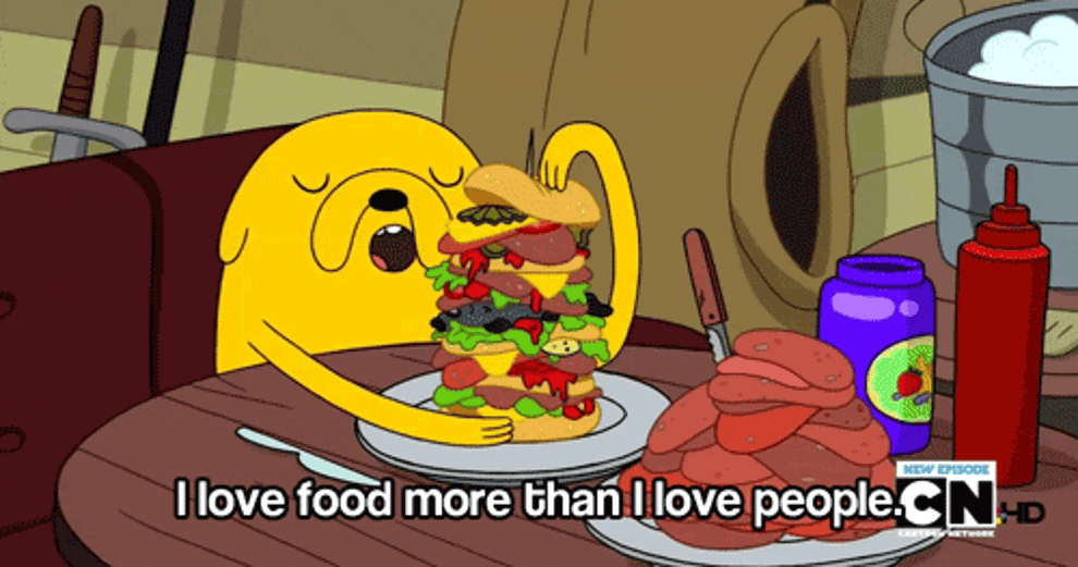 Jake the Dog saying &quot;I love food more than I love people&quot;