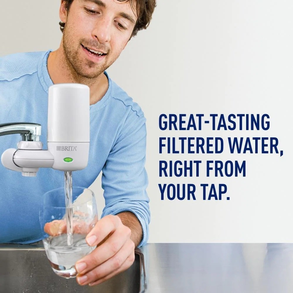 the Brita filter attached to a faucet