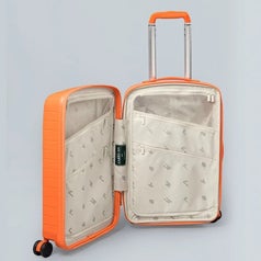 orange suitcase opened to show storage possibilities
