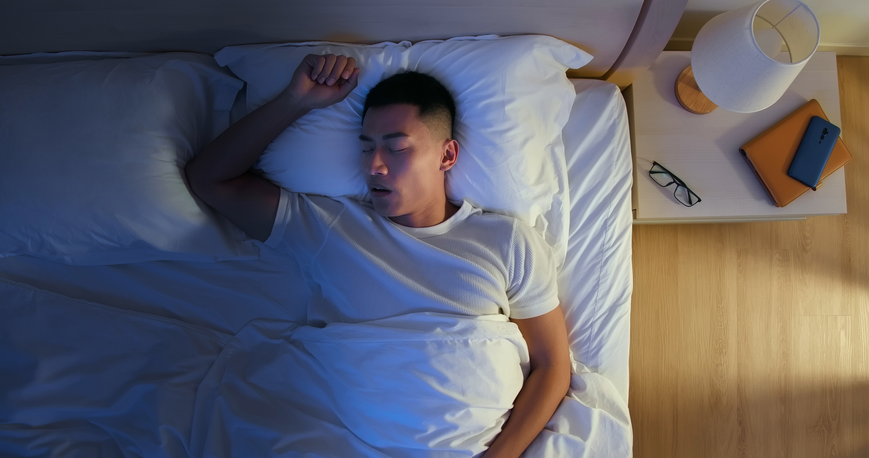 A man sleeps at night