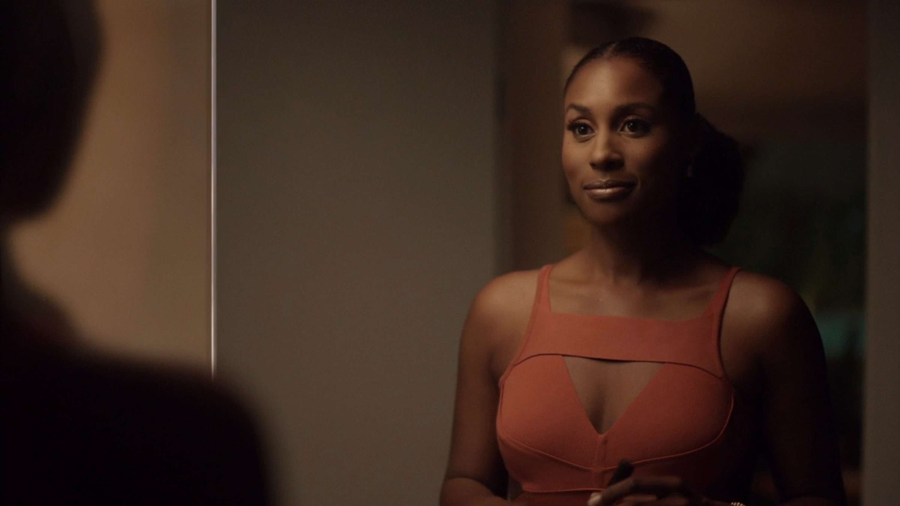 issa rae in &quot;insecure&quot; stares into the mirror