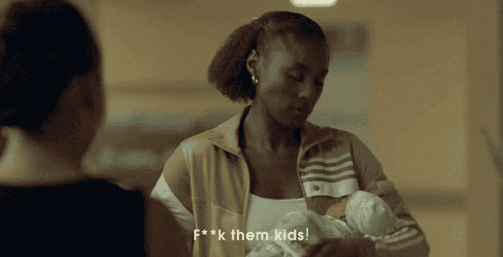 issa rae as issa tosses a baby in &quot;insescure&quot;