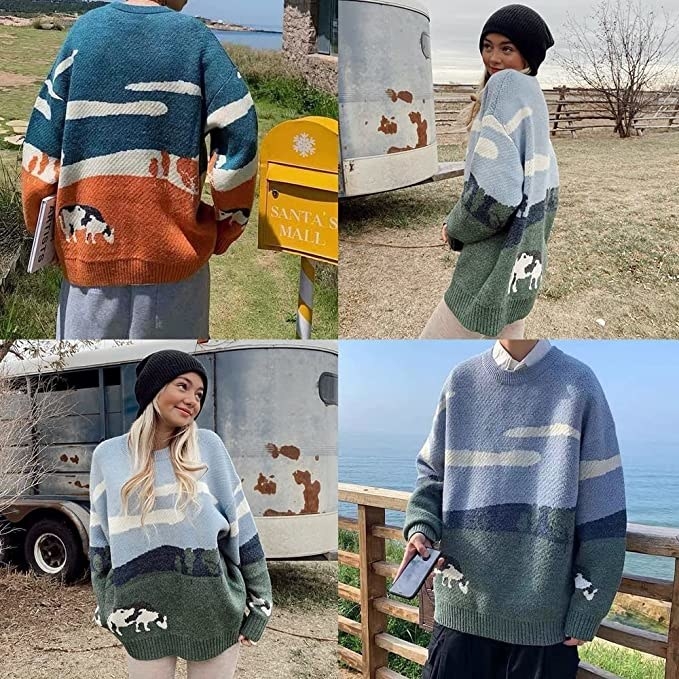 Suéter con estampado de paisaje