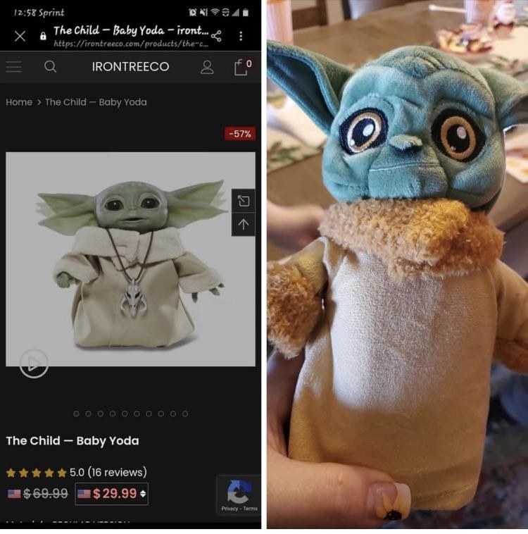 A Baby Yoda knock-off