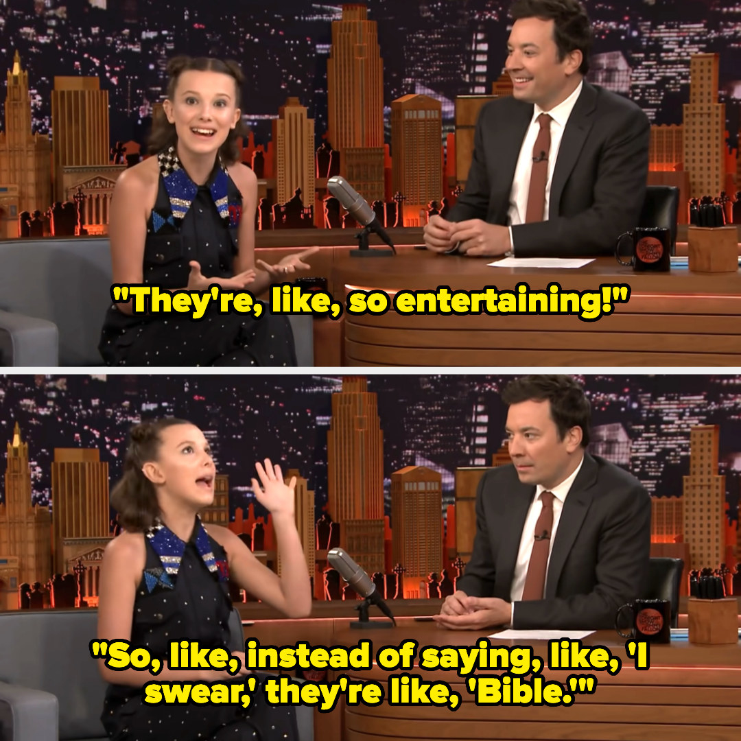 Millie Bobby Brown explaining the Kardashians&#x27; use of the word &quot;Bible&quot; instead of &quot;I swear&quot;