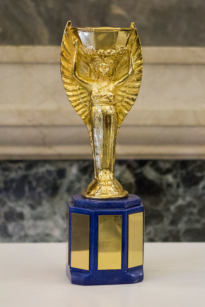 the trophy featuring a winged goddess