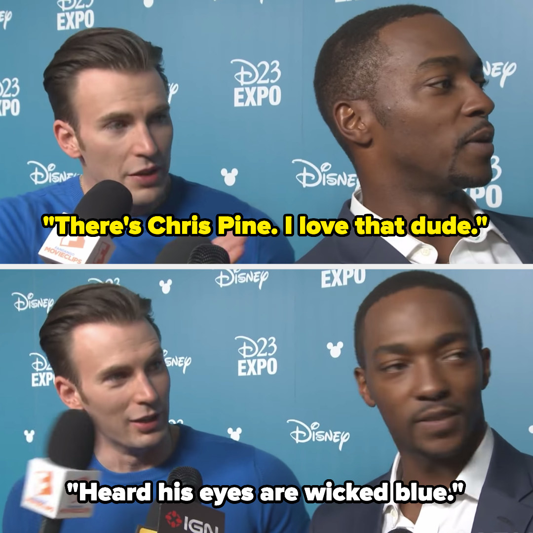 Chris Evans saying he loves Chris Pine and that he heard his eyes are &quot;wicked blue&quot;