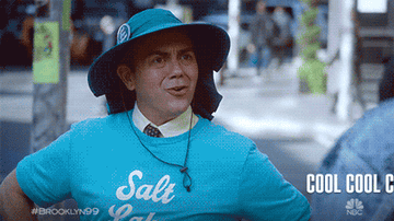 GIF of Joe Lo joe Truglio from Brooklyn Nine-Nine saying &quot;cool cool cool&quot; and then falling over