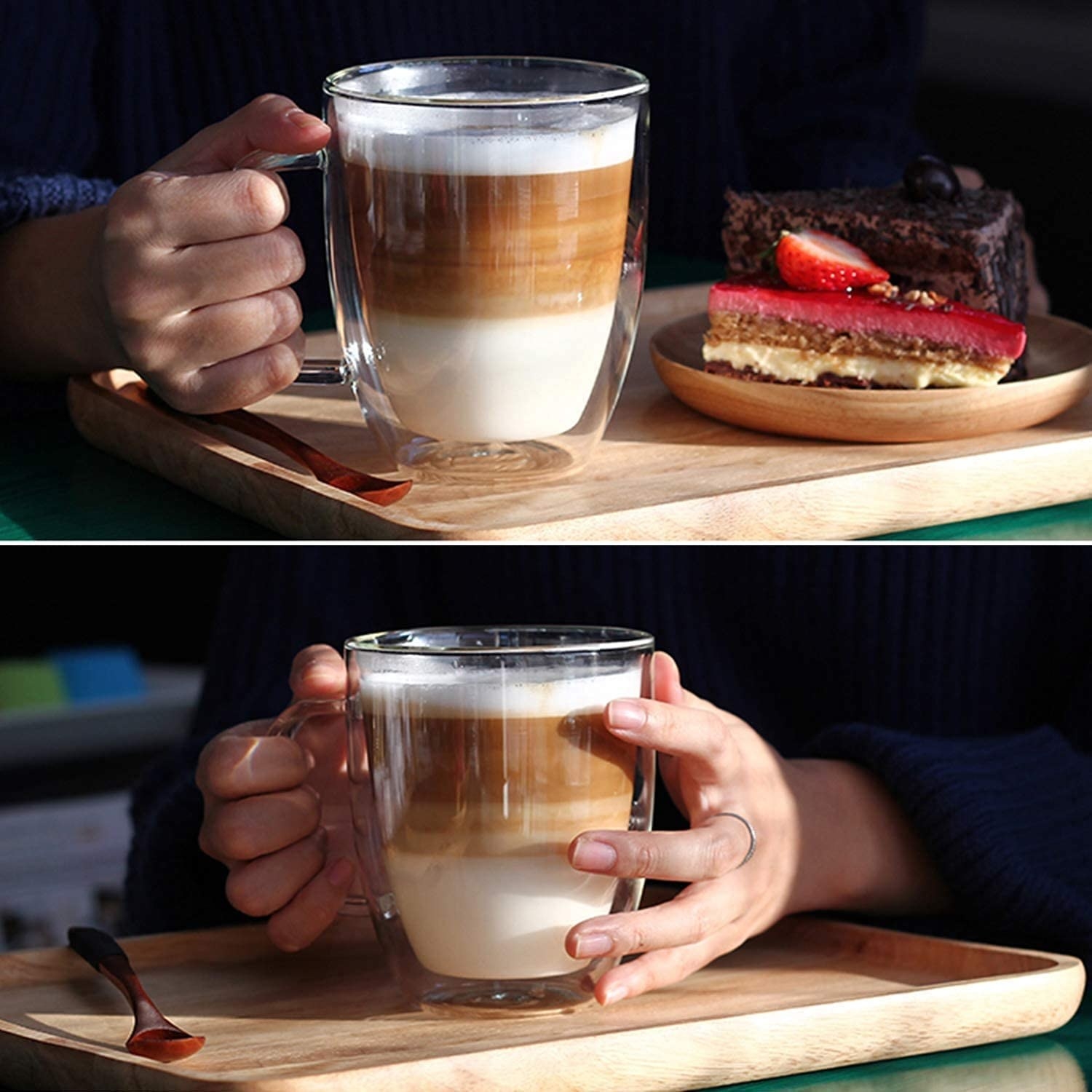 A person holding the mug in two ways